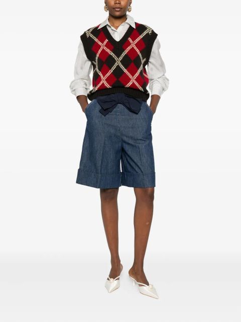 Valentino Garavani bow-embellished denim shorts - Blue - zdjęcie produktu nr 2