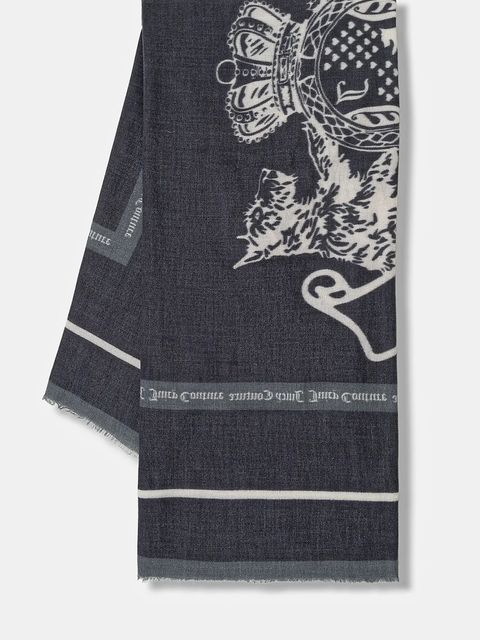 Juicy Couture chusta Pashmina damska kolor czarny wzorzysta AIJFO8612WPO