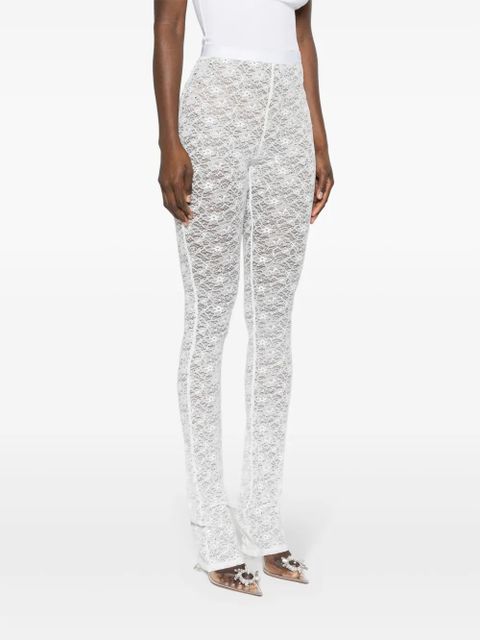 Alessandra Rich floral-lace semi-sheer leggings - White
