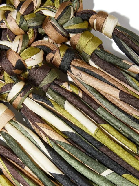 PUCCI knotted fringed shoulder bag - Green