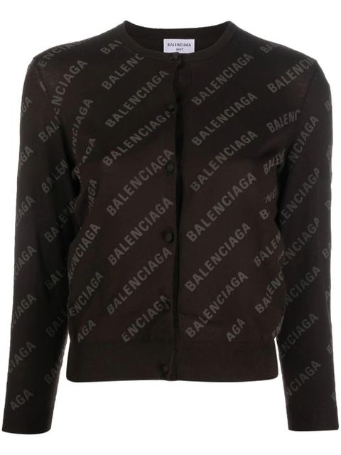 Balenciaga logo-print cropped cardigan - Brown - zdjęcie produktu nr 1