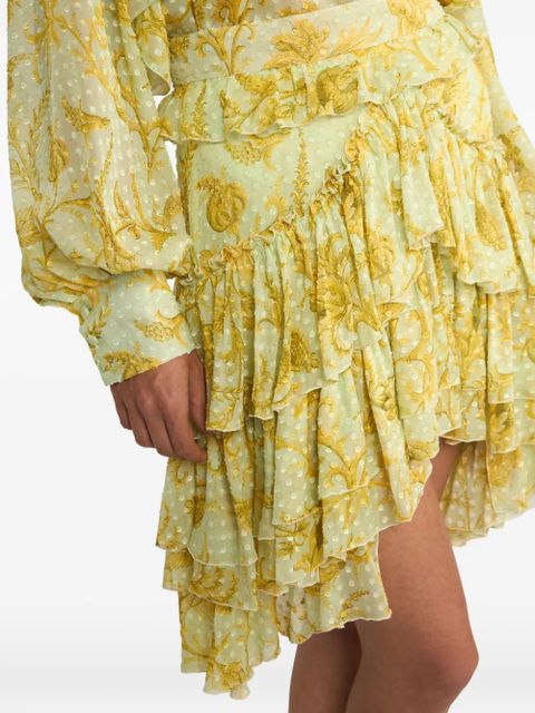 ETRO dotted floral-motif mini skirt - Yellow