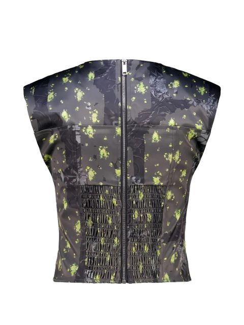 GANNI floral-print panelled top - Grey - zdjęcie produktu nr 2