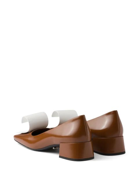 Prada 35mm two-tone brushed-leather pumps - Brown