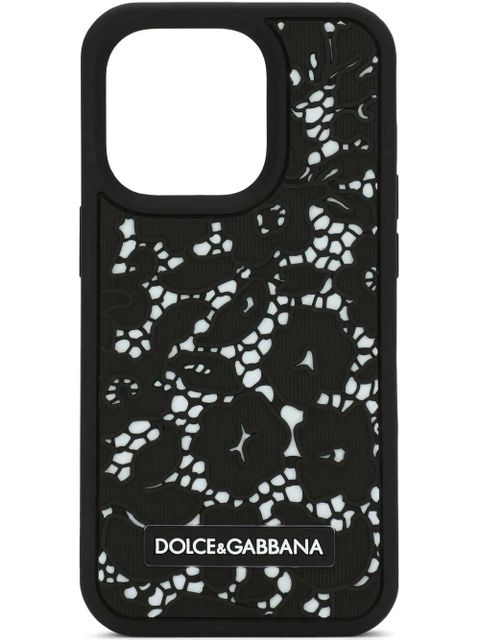 Dolce & Gabbana floral-lace iPhone 14 Pro case - Black - zdjęcie produktu nr 1