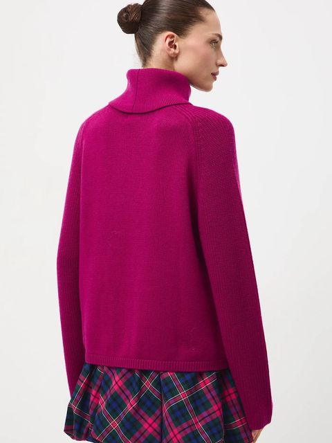 Medicine sweter z wełny merino kolor różowy z golfem