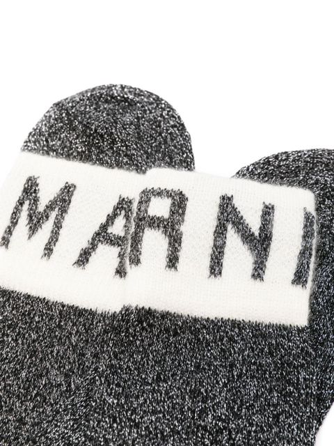 Marni logo-intarsia metallic-threading socks - Black