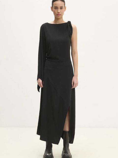 Samsoe Samsoe sukienka SAALBA kolor czarny maxi rozkloszowana F24400148 - zdjęcie produktu nr 1