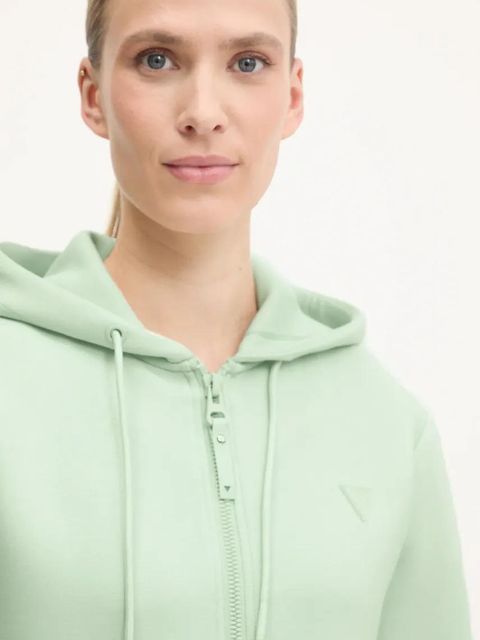 Guess bluza ALLIE damska kolor turkusowy z kapturem z nadrukiem V3RQ11 K7UW2