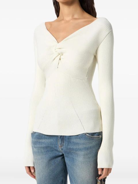 Blumarine twist-detail ribbed top - White