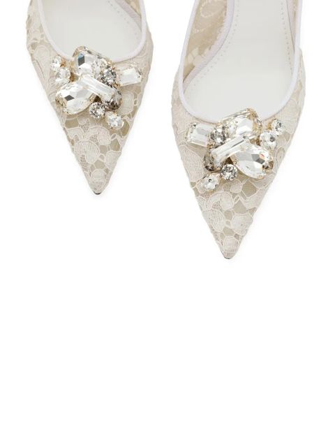 Dolce & Gabbana crystal lace slingback pumps - Neutrals