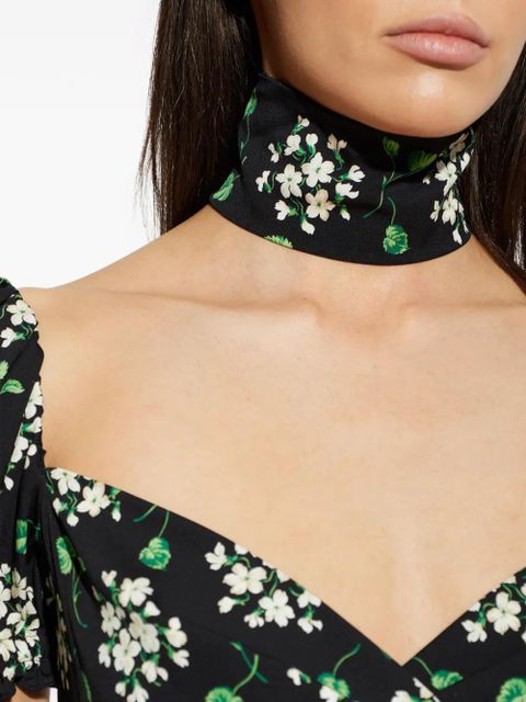 Dolce & Gabbana puff-sleeve floral mini dress - Black