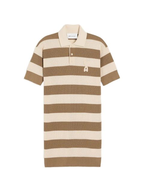 AMI Paris cotton polo dress Ami de Coeur patch - Neutrals - zdjęcie produktu nr 1