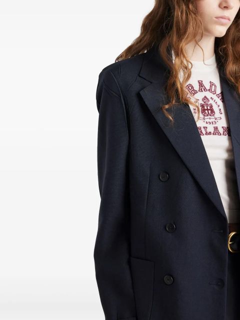 Prada double-breasted kid mohair blazer - Blue