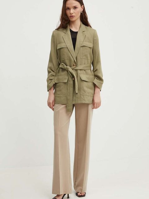 Dkny marynarka damska kolor zielony jednorzędowa gładka P4DCTX65 - zdjęcie produktu nr 2