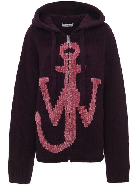 JW Anderson anchor-logo zip hoodie - Purple - zdjęcie produktu nr 1