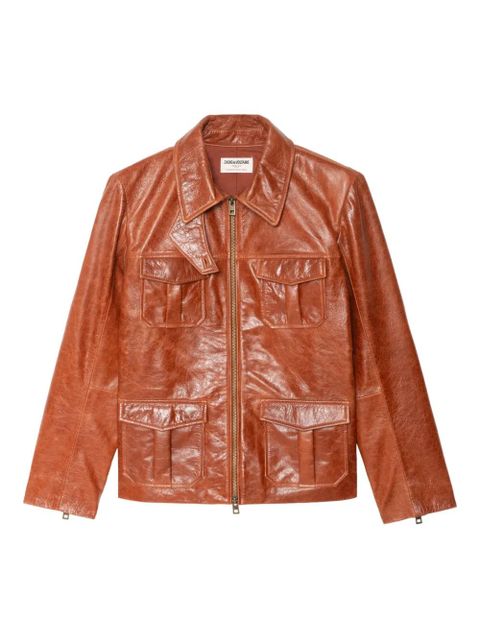 Zadig&Voltaire flap-pocket leather jacket - Brown - zdjęcie produktu nr 1