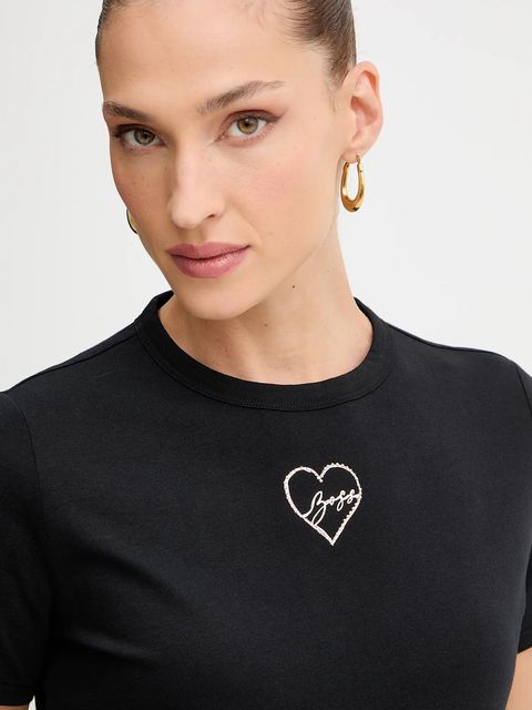 BOSS Orange t-shirt bawełniany damski kolor czarny 50549192