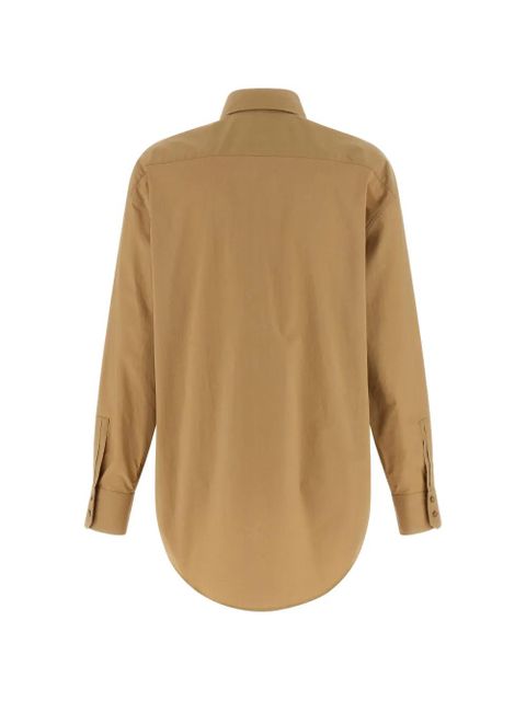 Saint Laurent embroidered-logo poplin shirt - Brown - zdjęcie produktu nr 2