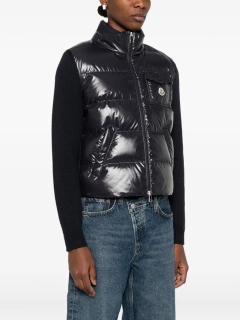 Moncler padded knitted-panels jacket - Blue