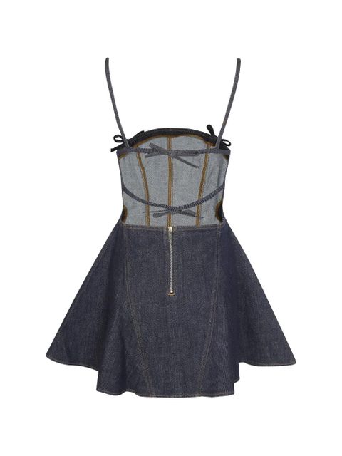 Self-Portrait bow denim mini dress - Blue - zdjęcie produktu nr 2