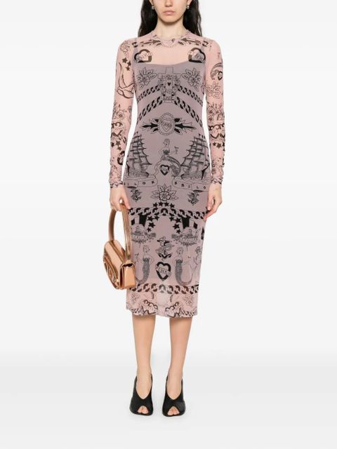 PINKO printed mesh midi dress - Neutrals - zdjęcie produktu nr 2