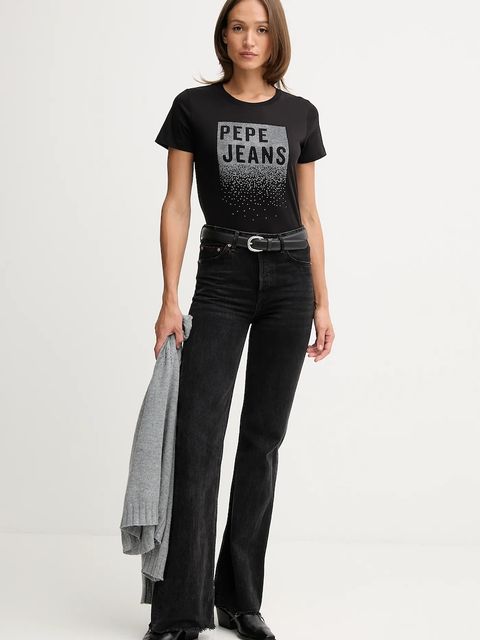 Pepe Jeans t-shirt bawełniany damski kolor czarny PL5000020 - zdjęcie produktu nr 2