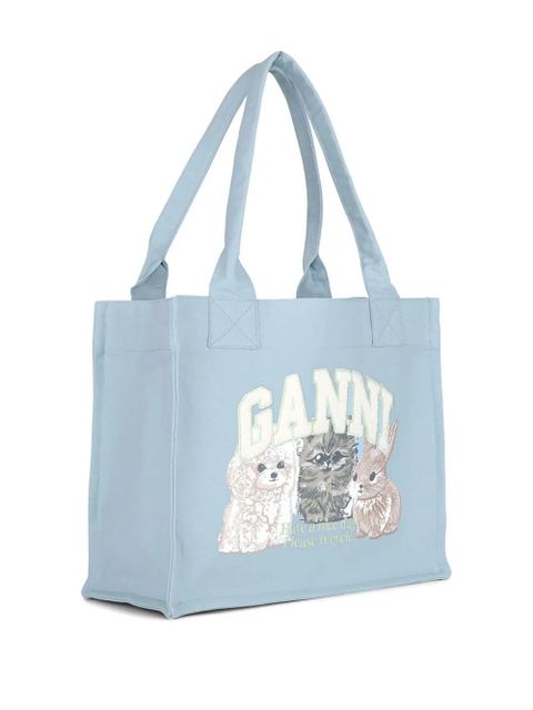 GANNI recylced-cotton tote bag - Blue