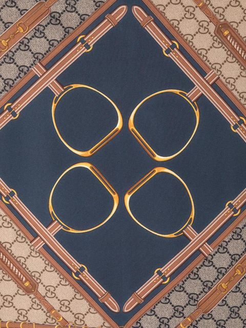 Gucci Gucci heritage-print silk scarf - Red