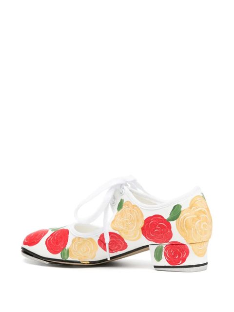 Comme Des Garçons floral-print pumps - White