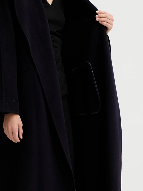 Liviana Conti płaszcz wełniany kolor granatowy F5WW70