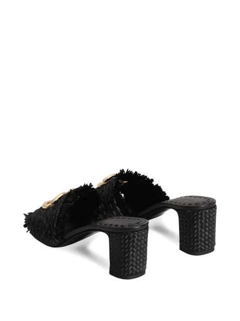 Dolce & Gabbana raffia with braid and fringe mules - Black