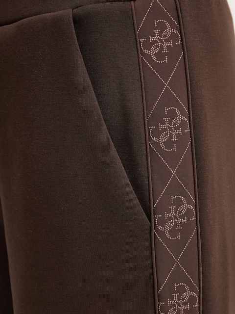 Guess spodnie dresowe NEW VICTOIRE damskie kolor brązowy z aplikacją W5YB11 KBYE2