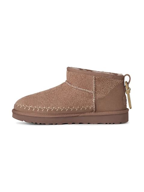 UGG śniegowce zamszowe Classic Ultra Mini Biarritz kolor brązowy 1171538.RYK