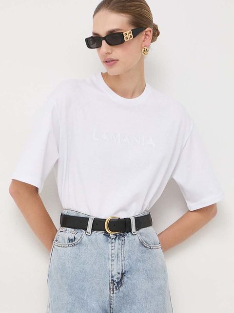 La Mania t-shirt bawełniany damski kolor biały