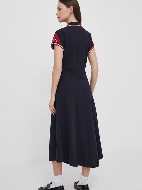 Tommy Hilfiger sukienka kolor granatowy midi rozkloszowana WW0WW41269