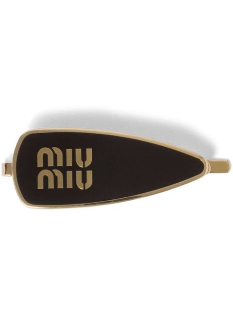 Miu Miu engraved-logo enamel hair clip - Black - zdjęcie produktu nr 1