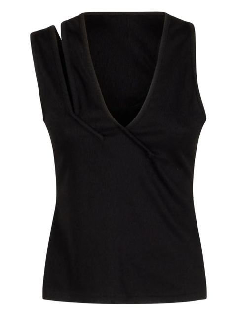 Christopher Esber one-shoulder ribbed top - Black