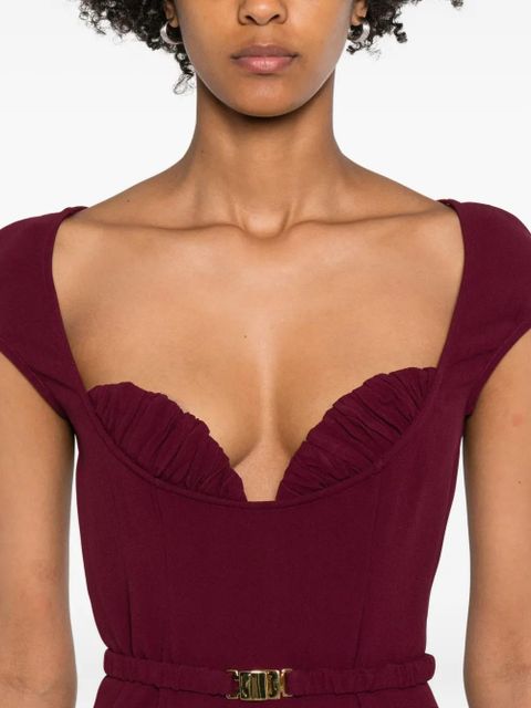 Rowen Rose belted cap-sleeve maxi dress - Red