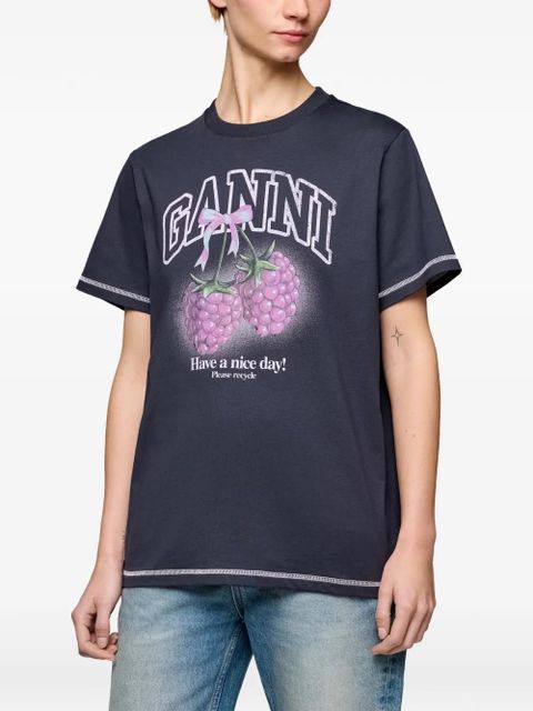 GANNI graphic T-shirt - Blue