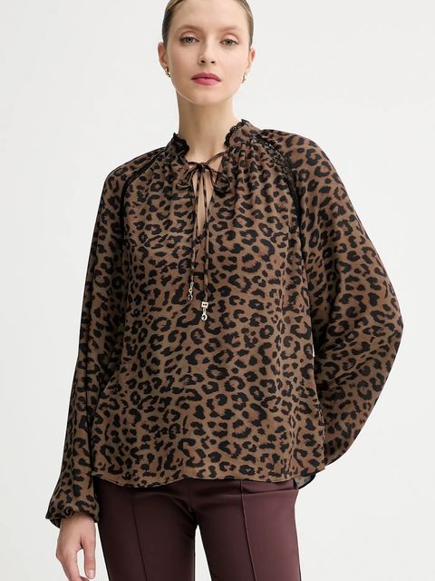 Guess bluzka NEW JOSETTE damska kolor brązowy wzorzysta W5BH74 WGLA2