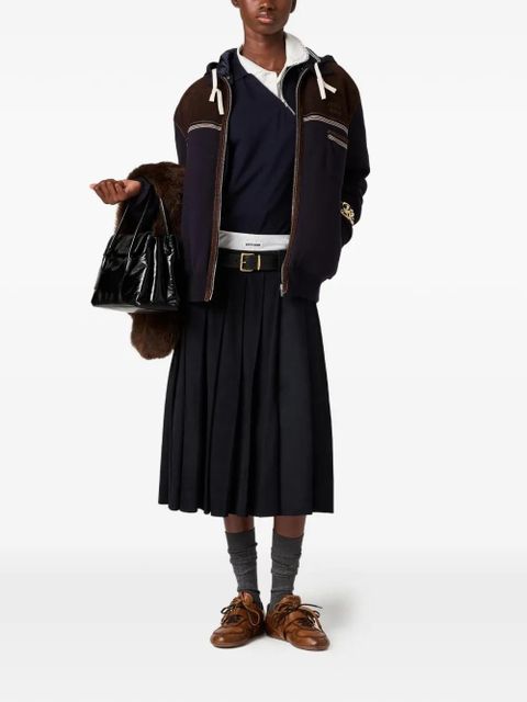 Miu Miu zippered logo patch polo shirt - Blue