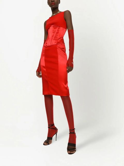 Dolce & Gabbana corset-detail satin midi dress - Red - zdjęcie produktu nr 2