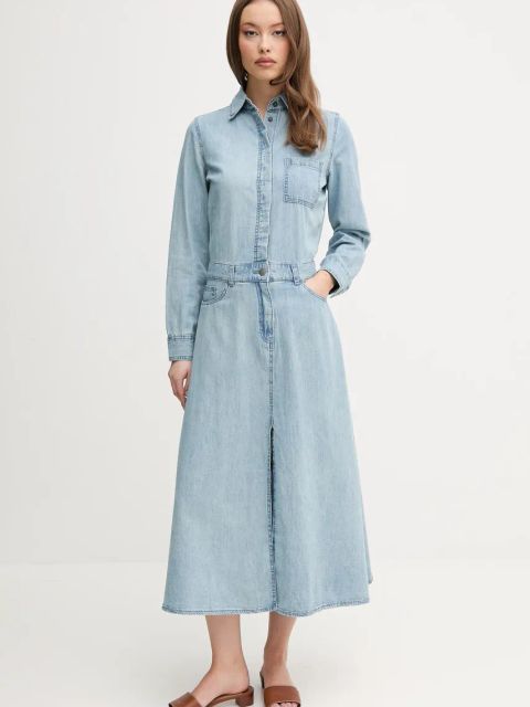 United Colors of Benetton sukienka jeansowa kolor niebieski midi prosta 4RZKDV0B5