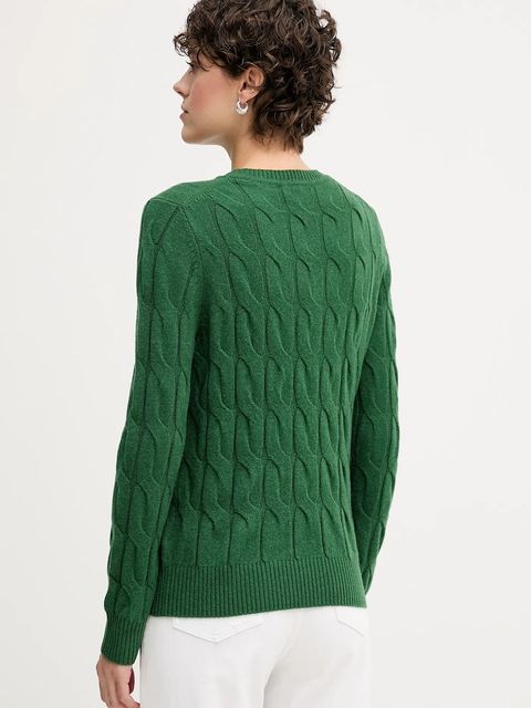 Tommy Hilfiger sweter wełniany damski kolor zielony lekki WW0WW43586