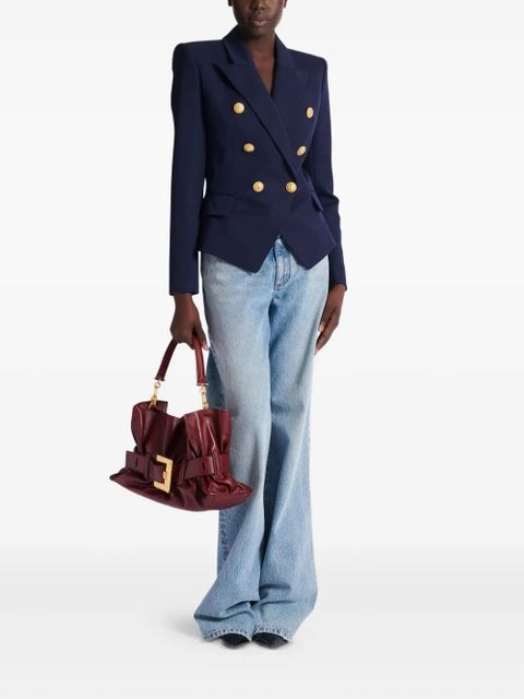 Balmain double-breasted wool jacket - Blue