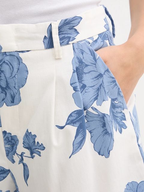 OUI szorty damskie kolor niebieski wzorzyste high waist 93235