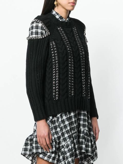 Alexander McQueen chain detail cold shoulder sweater - Black