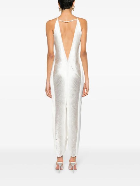 Cult Gaia Renata halterneck fringed gown - White