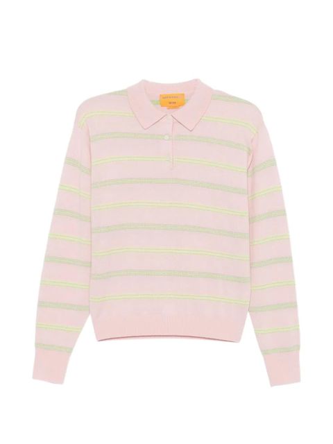 Guest In Residence Collegiate striped collared polo shirt - Pink - zdjęcie produktu nr 1